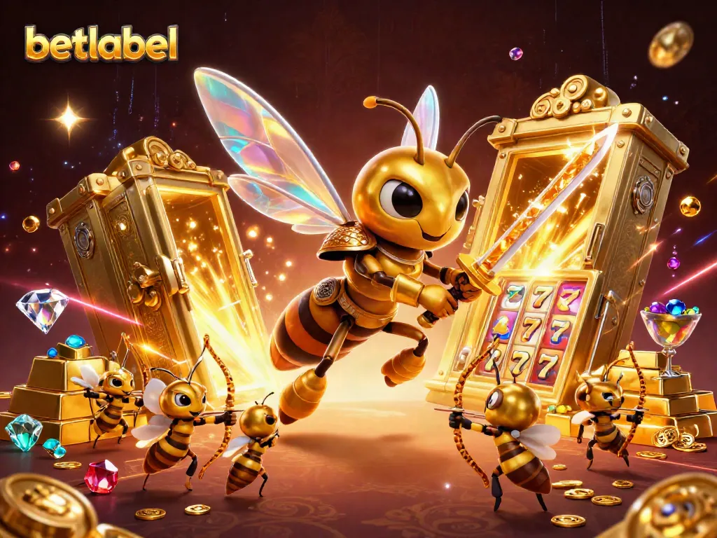 Engage in thrilling gameplay at BetLabel, featuring vibrant slot reels and golden treasures